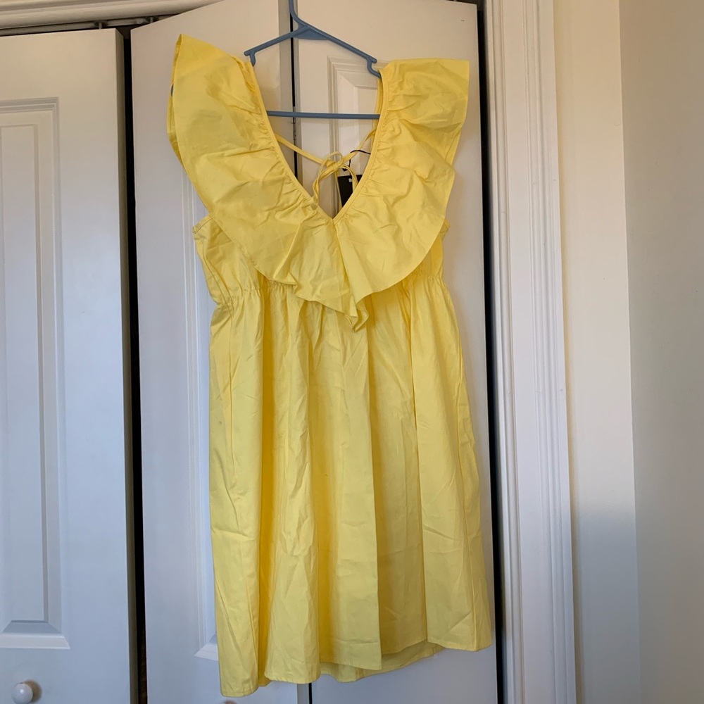 Nasty Gal Ruffle Layered V-Neck Mini Dress Yellow